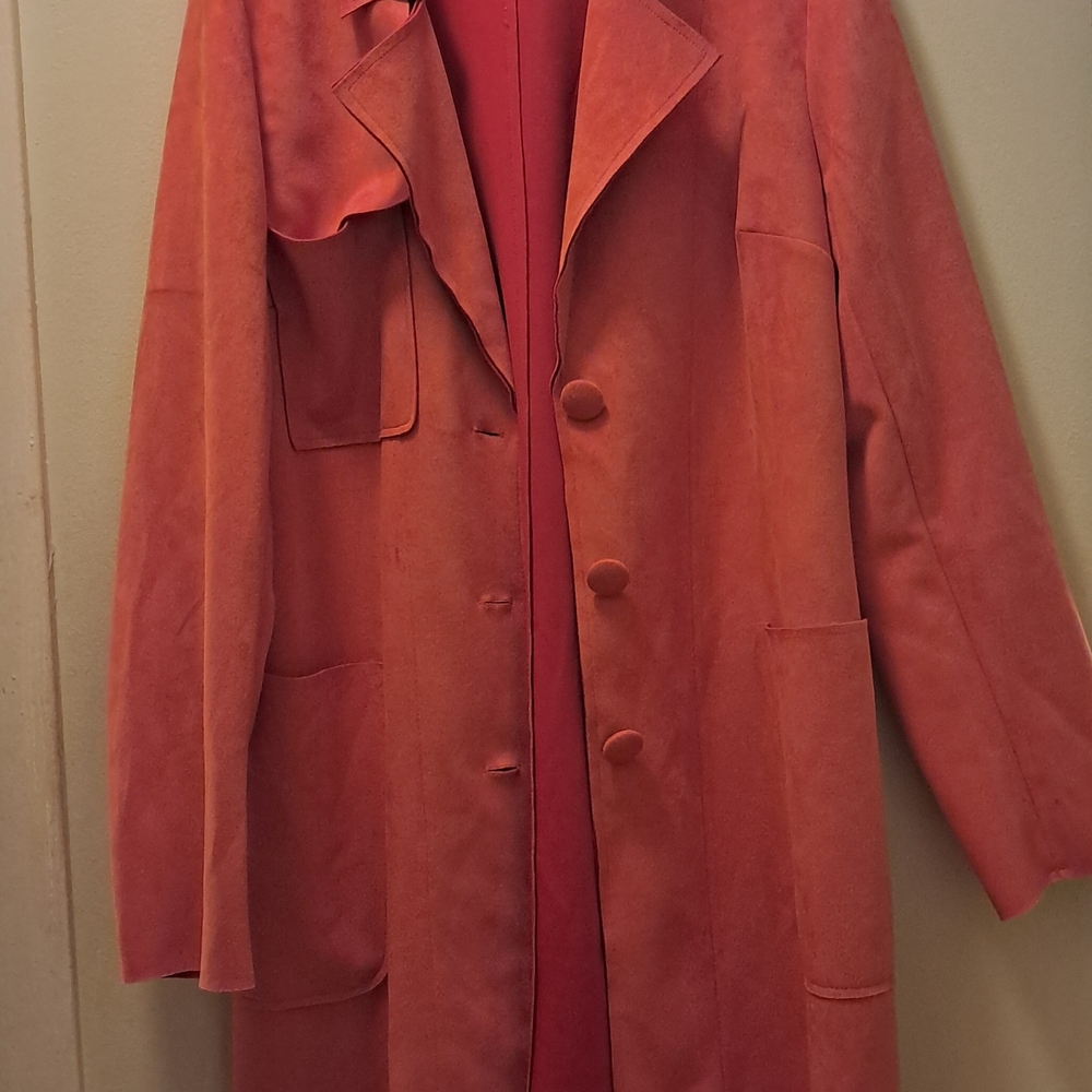 Solitaire Orange Coral Lightweight Trench Coat Like New